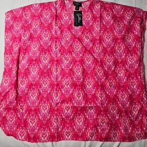 Goddess by Winlar Pink Ikat Print Caftan One Size V-Neck Loungewear NWT